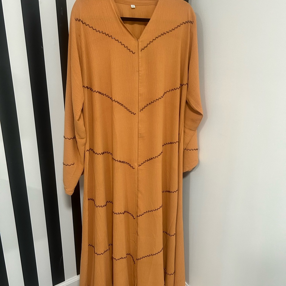 Mustard Orange Abaya set with scarf